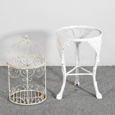 Lot 496 - A painted metal birdcage, together with a...