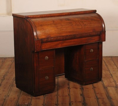 Lot 408 - A mahogany cylinder desk, 19th century, h108 x...