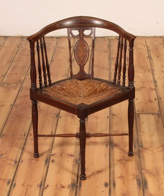 Lot 469 - An Edwardian inlaid mahogany corner chair,...