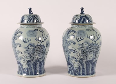 Lot 290 - A pair of Chinese blue and white porcelain...