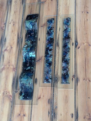 Lot 472 - Three art glass wall panels, each having a...