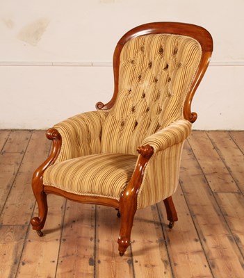 Lot 306 - A Victorian mahogany armchair, having a scroll...