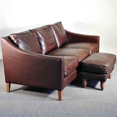 Lot 168 - A modern brown leather upholstered three...