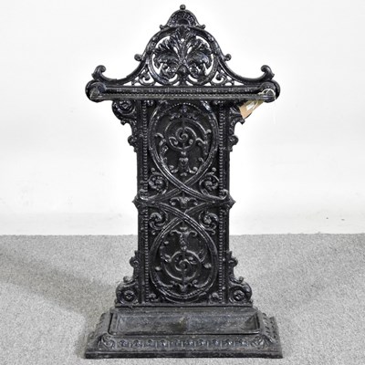 Lot 34 - A Victorian black painted cast iron stick...