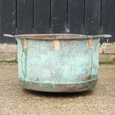 Lot 23 - A large copper, of circular riveted shape,...