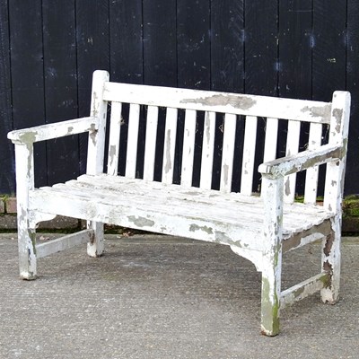 Lot 328 - A white painted wooden garden bench