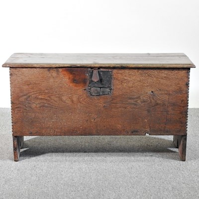 Lot 175 - An 18th century oak six plank oak coffer, with...