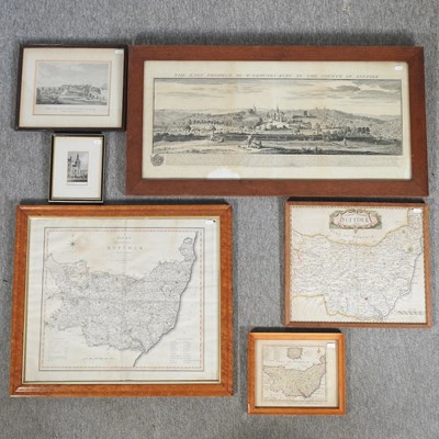 Lot 188 - After Robert Morden, 19th century, hand coloured map of Suffolk