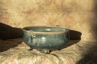 Lot 419 - A Chinese blue glazed porcelain censer, having...