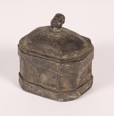 Lot 345 - A Georgian lead tobacco box, having a slave...