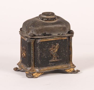 Lot 488 - A Georgian lead and gilt metal tobacco box,...