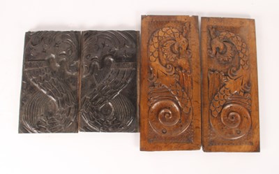 Lot 421 - A pair of carved oak panels, probably 17th...