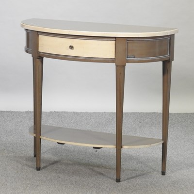 Lot 392 - A reproduction French style grey and cream painted half round side table