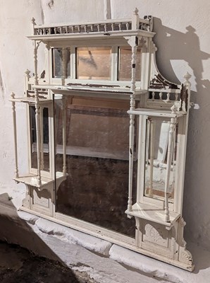 Lot 205 - An Edwardian overmantel mirror, later white...