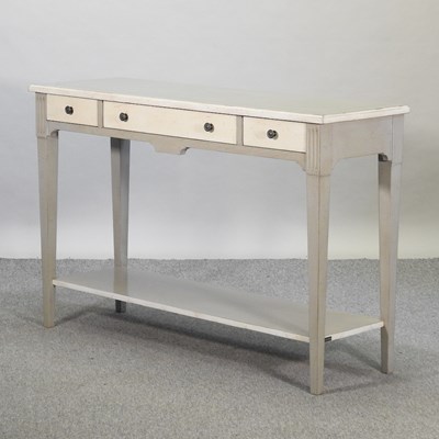 Lot 397 - A reproduction French style grey and cream painted side table