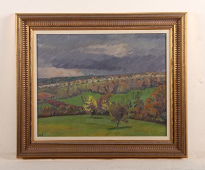 Lot 16 - Anne Spalding (b.1911), landscape with stormy...