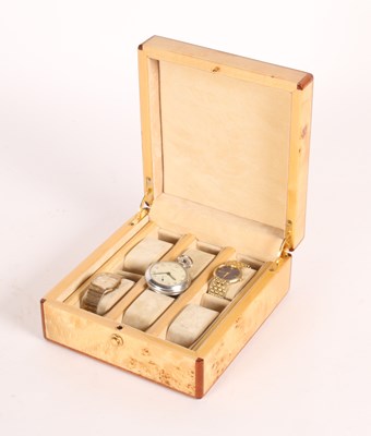 Lot 133 - A burr wood wristwatch presentation box,...