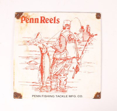 Lot 324 - An enamel on metal sign, inscribed Penn Reels...