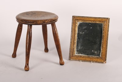 Lot 442 - An elm stool, h.33cm, together with a small...