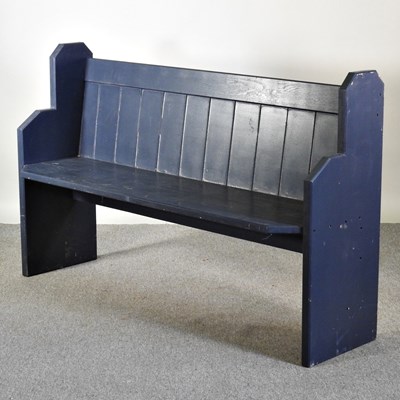 Lot 5 - A blue painted wooden pew