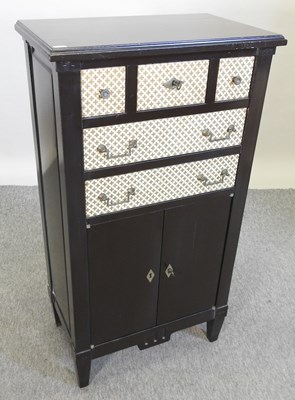 Lot 514 - A modern black and white narrow cabinet