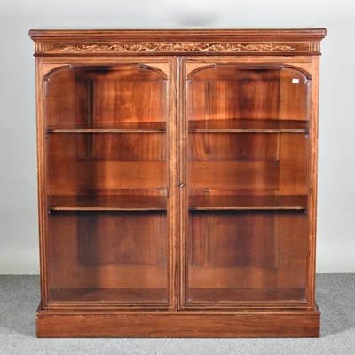 Lot 252 - An Edwardian marquetry glazed dwarf bookcase,...