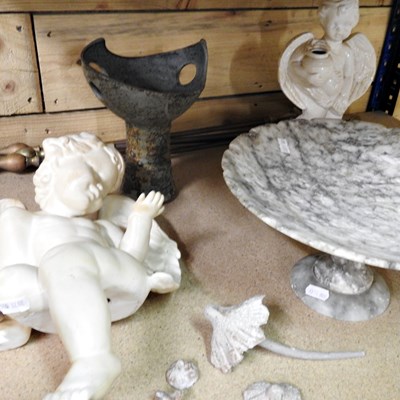 Lot 227 - An alabaster pedestal bowl, 30cm diameter,...