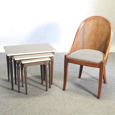 Lot 391 - A nest of three modern French style grey and cream painted occasional tables