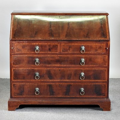 Lot 234 - A 19th century mahogany and crossbanded bureau,...