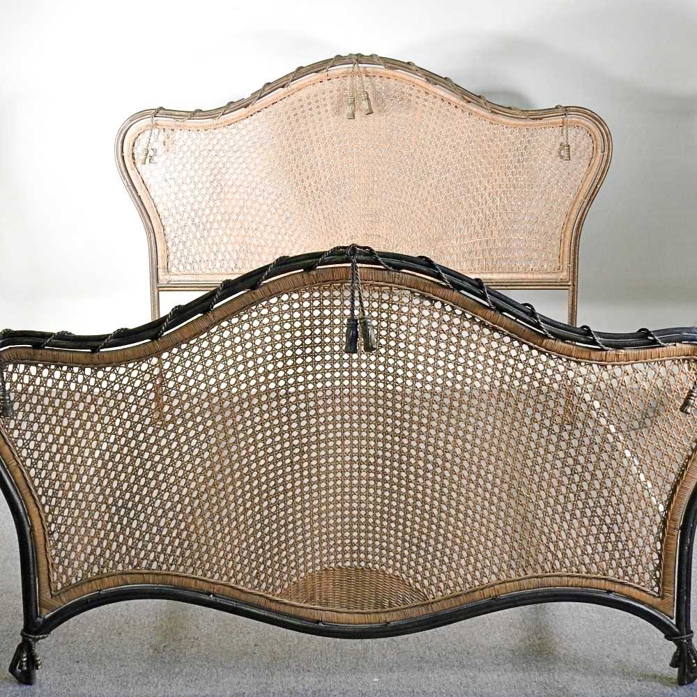 Lot 350 - A modern metal and cane double bedstead