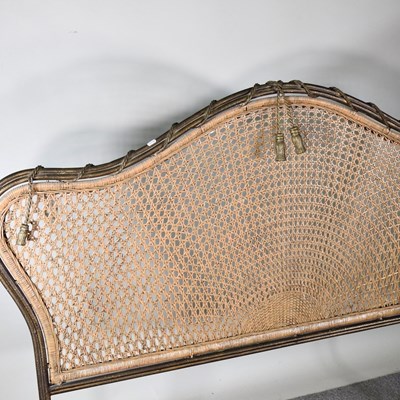 Lot 350 - A modern metal and cane double bedstead