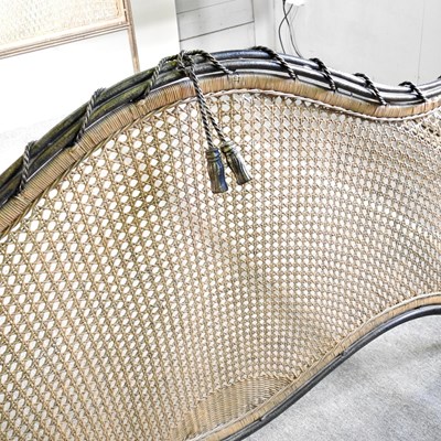 Lot 350 - A modern metal and cane double bedstead