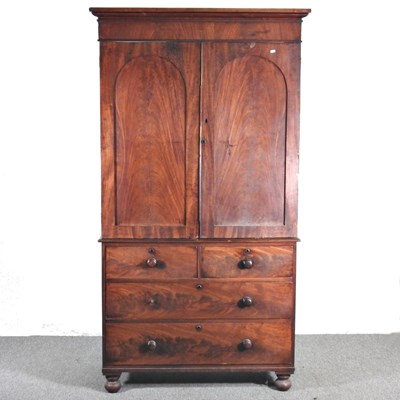 Lot 513 - A Victorian mahogany linen press, the upper...