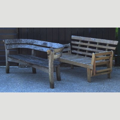 Lot 349 - A hardwood garden bench