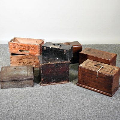 Lot 248 - A collection of wooden and metal boxes,...