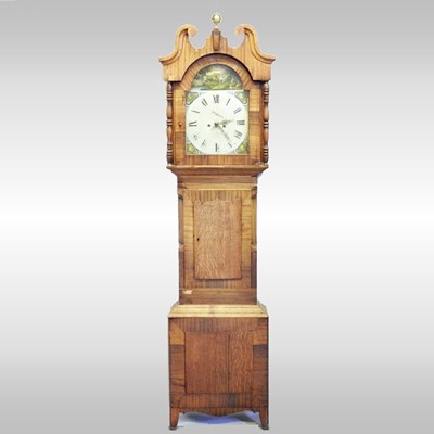 Lot 29 - A George III oak and mahogany banded longcase...