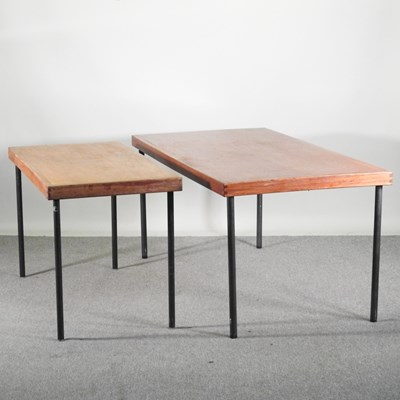 Lot 273 - An office table on metal legs, 160cm wide,...