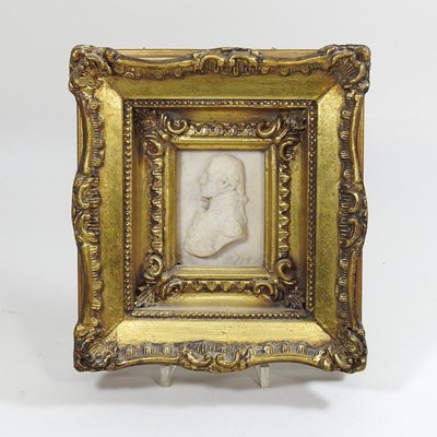 Lot 5 - A miniature wax portrait bust of the Duke of Wellington