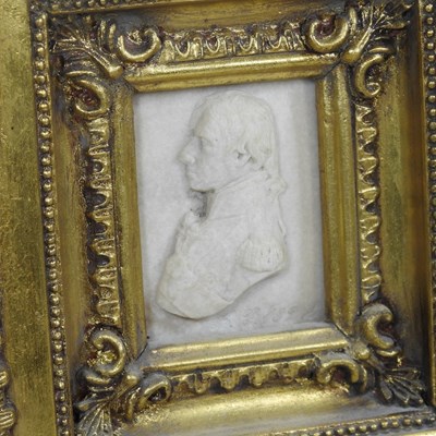 Lot 5 - A miniature wax portrait bust of the Duke of Wellington