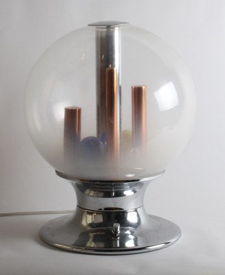 Lot 35 - A chrome table lamp, 1970s, of globular form,...