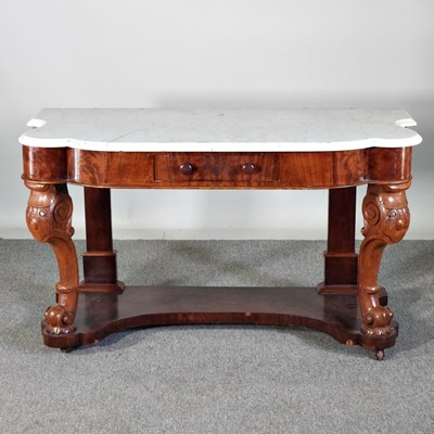 Lot 343 - A Victorian carved mahogany marble top...