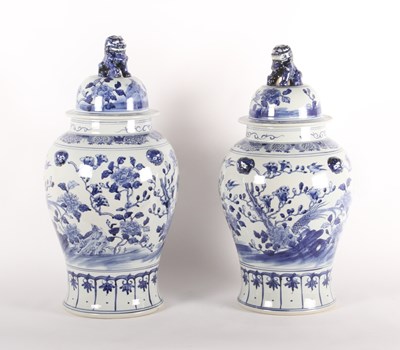 Lot 138 - A pair of Chinese blue and white porcelain...