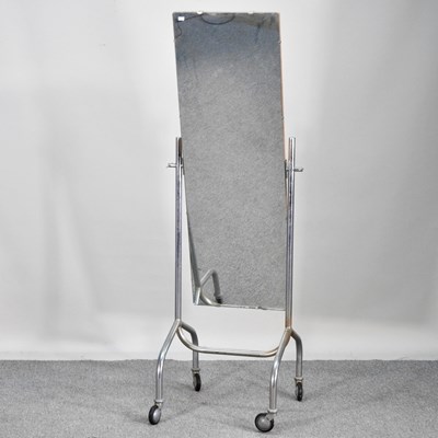 Lot 494 - A mid century cheval mirror on a chrome frame,...