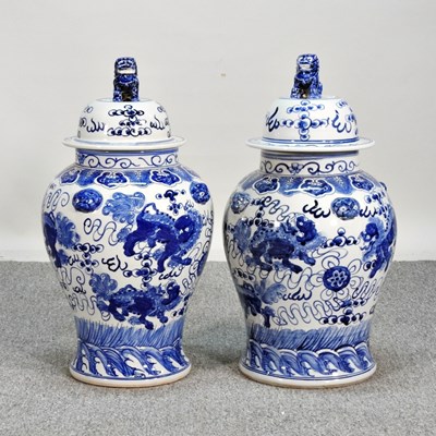 Lot 228 - A pair of Chinese blue and white porcelain...