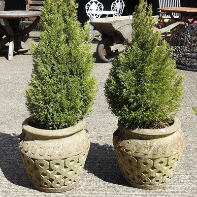 Lot 306 - A pair of reconstituted stone garden pots