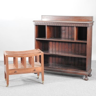 Lot 489 - An early 20th century dwarf oak open bookcase,...