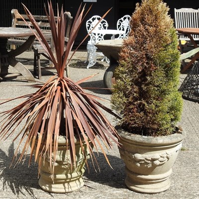 Lot 307 - Two reconstituted stone garden pots