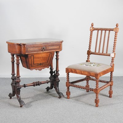 Lot 404 - A Victorian burr walnut and inlaid work table,...