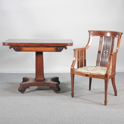 Lot 490 - A late Regency rosewood folding tea table,...