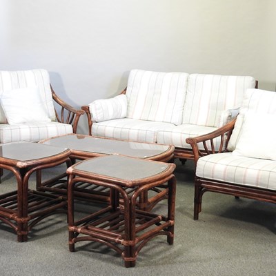 Lot 390 - A bamboo four piece conservatory suite